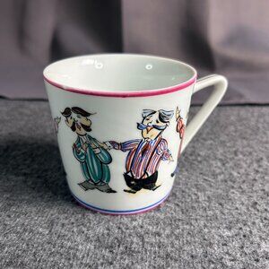 Vintage lefton “gay old blades” barber shop quartet hand painted coffee cup/mug‎